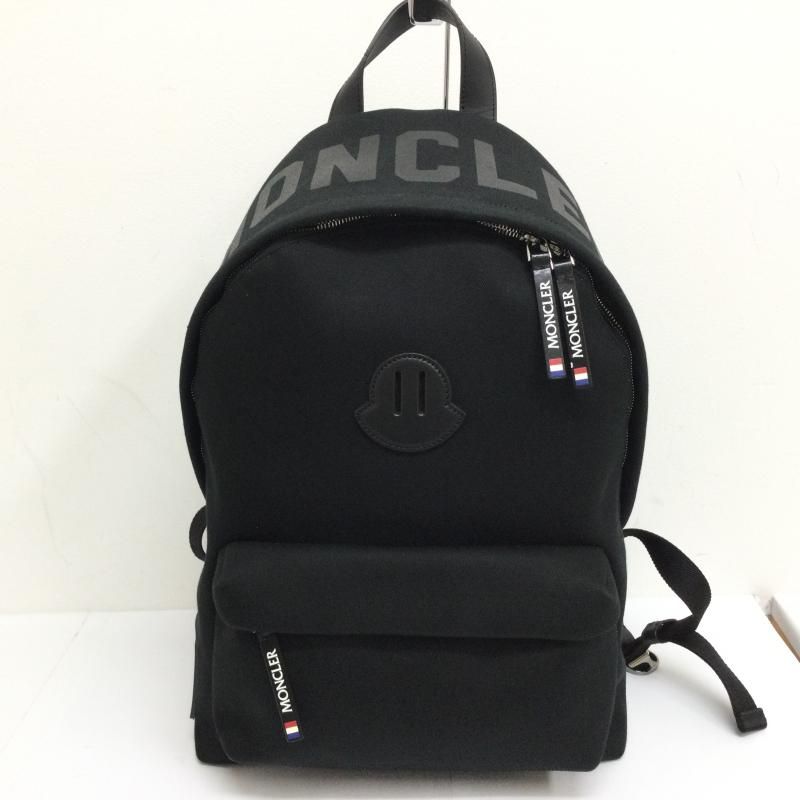 MONCLER リュック バックパック ジップ プリント ロゴ 黒 モンクレール リュックサック バックパック ジップ プリント