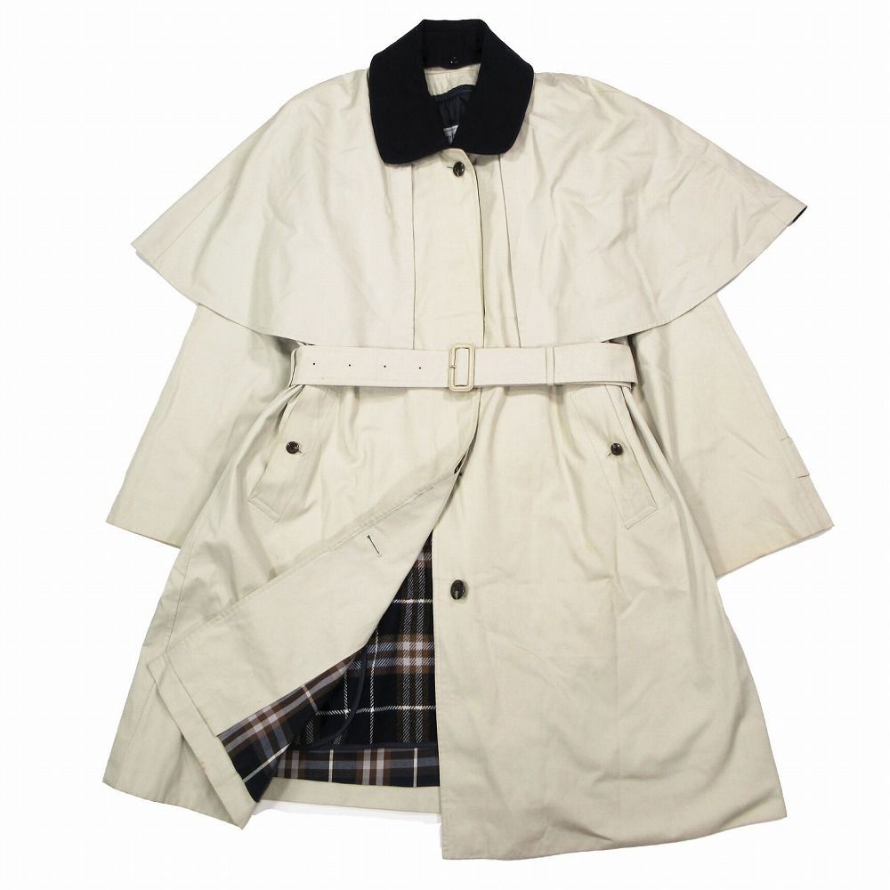 バーバリーケープ付ステンカラーコートライトベージュ