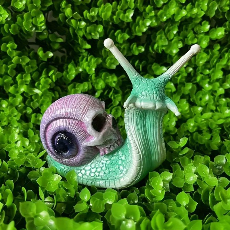 カタツムリ 置物 フィギュア 樹脂製 13cm 化け物 がいこつ インテリア