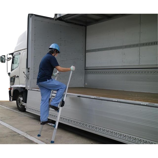 アルインコ 両側手掛かり棒付伸縮トラック昇降ステップ TRHF1036T 天板高さ1027～1468mm 折りたたみ 労働災害対策 転落 墜落事故防止