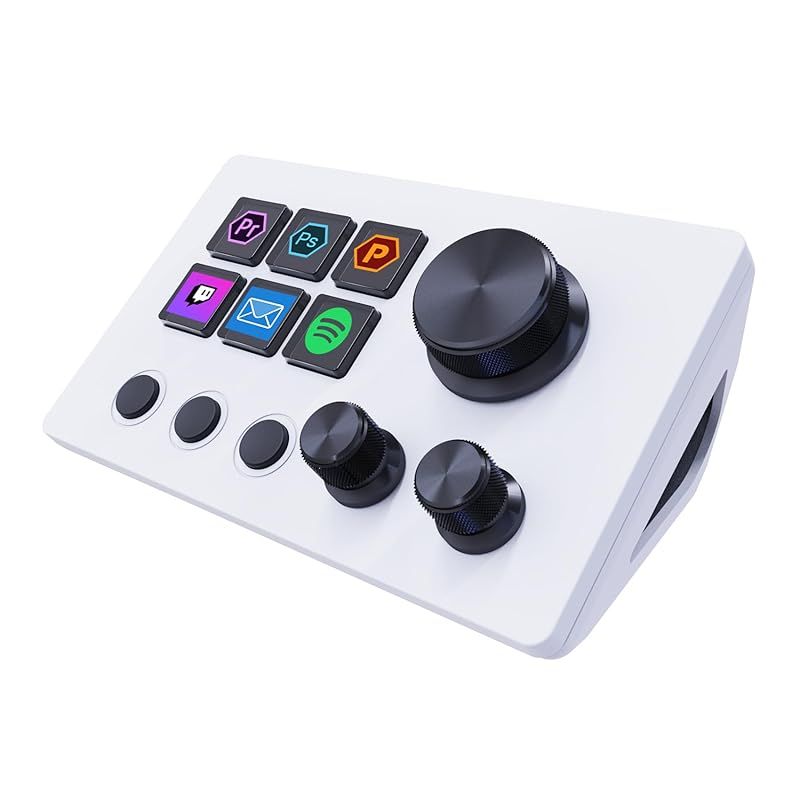 Basicolor ストリームコントローラーデック ショートカットキーボード 6つのカスタマイズ なマクロキー 3つのダイヤル 仕事効率化デバイスOBS|PowerPoint|Excel|Word|Photoshop|Adobe Premiere Pro 1
