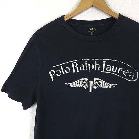 ポロ ラルフローレン POLO RALPH LAUREN Tシャツ ヴィンテージ ロゴ プリント クルーネック 半袖 XL 紺 ネイビー