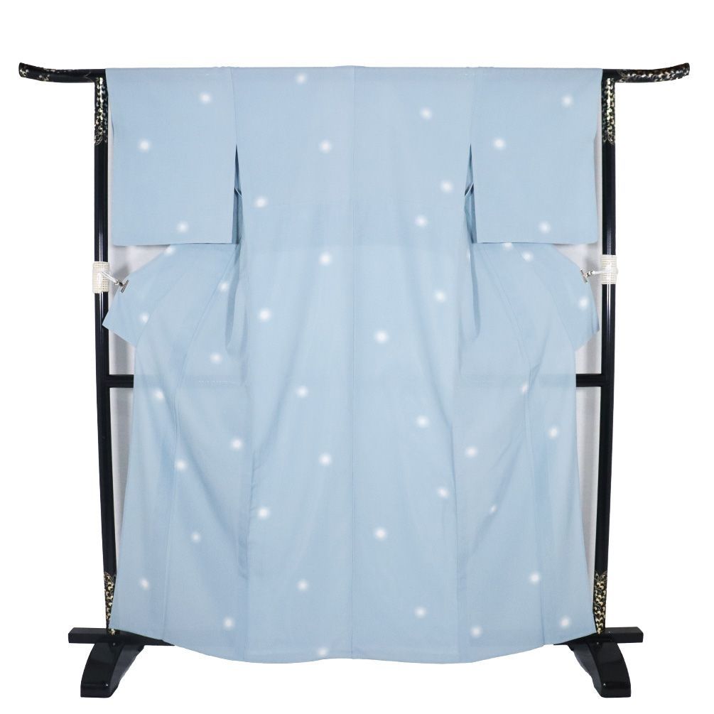 絽 江戸小紋 蛍ぼかし 水色 正絹 Lサイズ ki30895 新品 夏着物