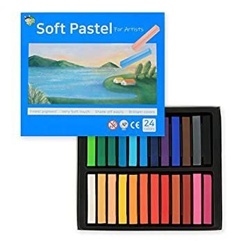 HASHI 非毒性 ロングソフトパステルセット プロ用 スクエアチョーク 鮮やかな色 24色