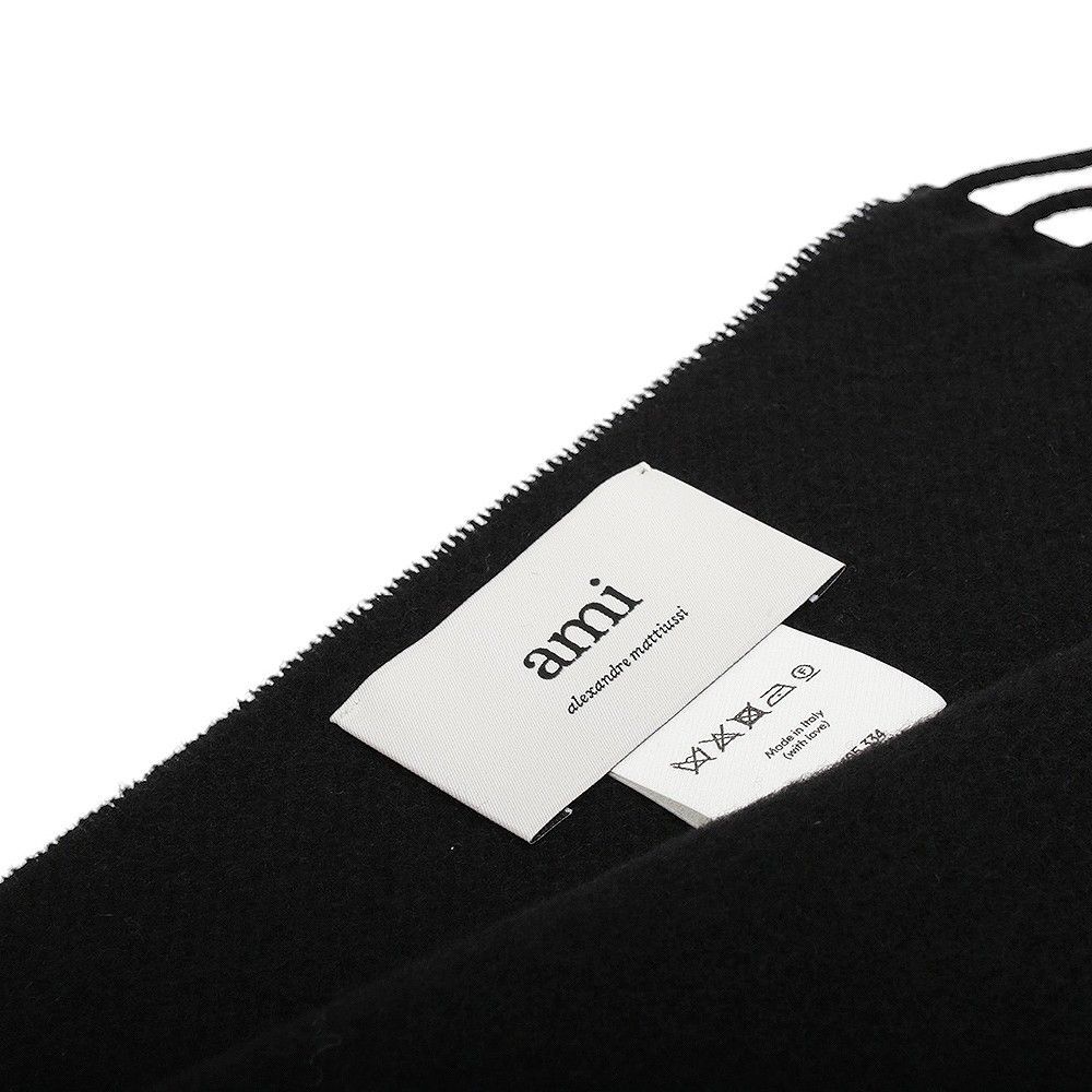 AMI PARIS ブラック マフラー ハートロゴ AMI PARIS 】 Ami de Coeur ハート ロゴ 黒 マフラー AMI PARIS