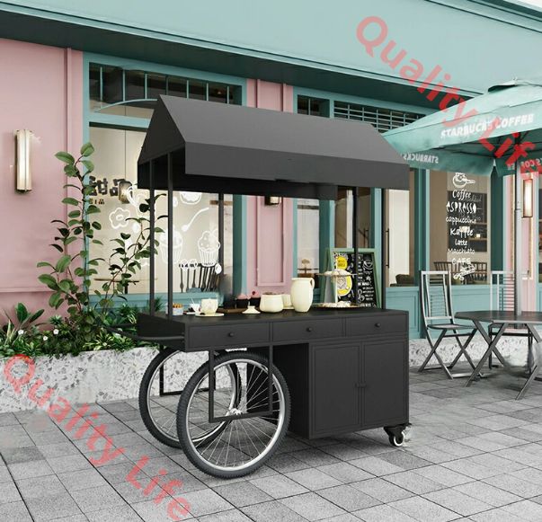 北欧風アイアン花車 屋台車 ショッピングモールのプロモーション用 引き出し付きキャビネット 移動式販売車 アウトドア展示販売車 140CM MARWIL-DEMENAGEMENTS_CH