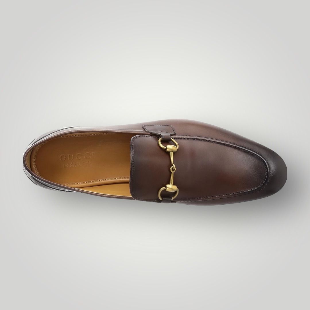 GUCCI ブラウンレザー モカシン 6 GUCCI グッチ 10 1/2 29.5cmモカシン 革靴 406994-BLM00 メンズ