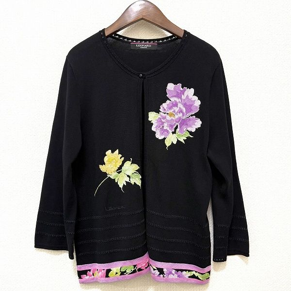 #anc レオナール LEONARD カーディガン LL グレー系 柄 大きいサイズ レディース [857370] 中古レオナール LEONARD Fashion カーディガン ジャケット ノー