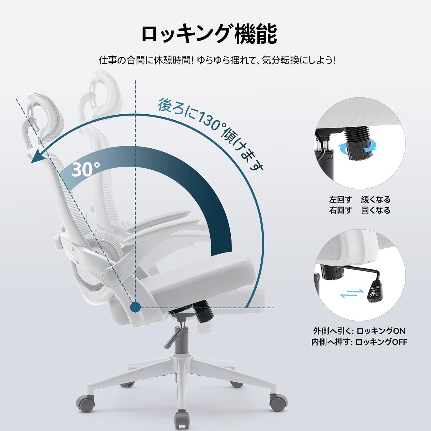 SIHOO M102C オフィスチェア 人間工学 煩わしい 独立式ランバーサポート