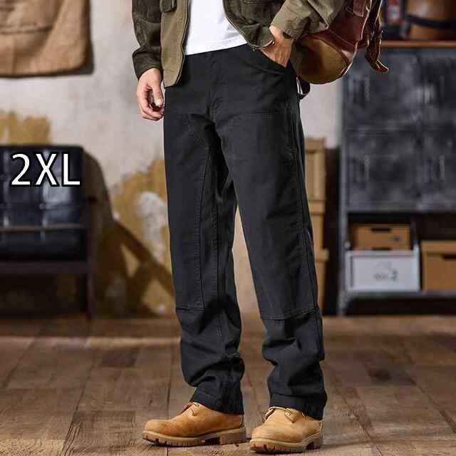 2XL メンズ ファッション 服 男性用 オシャレ シンプル 大人 かっこいい ストリート アメリカン 秋 ブラック レトロ ストレート パンツ ロギング パンツ カジュアル パンツ