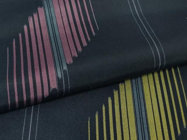 平和屋着物□極上 正絹絣 きじま銘仙 紬 単衣 木島織物謹製 証紙付き  