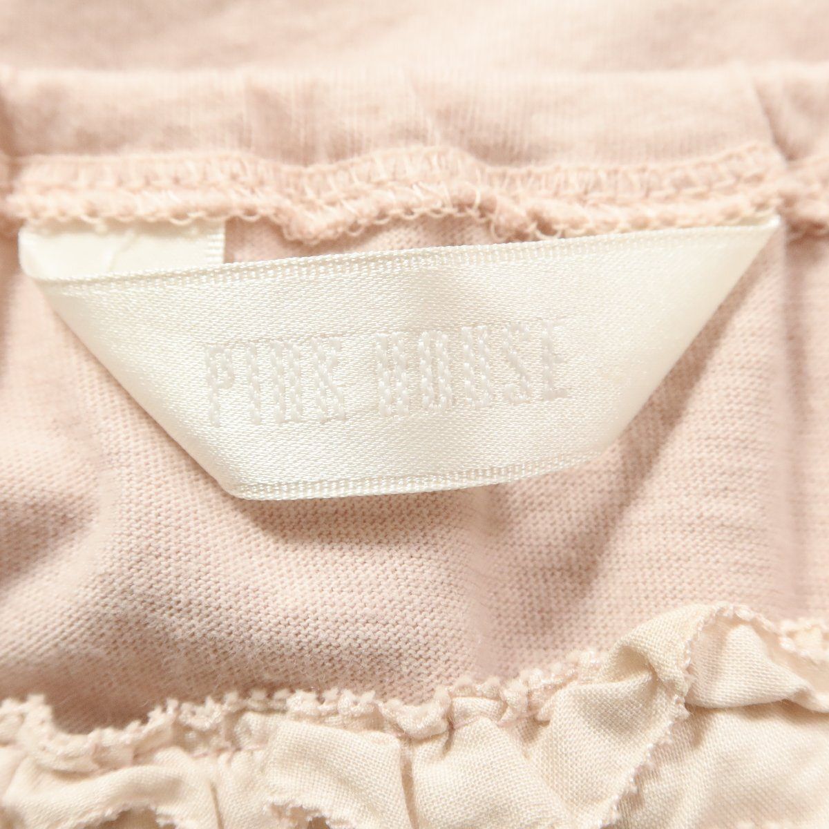 売れ筋商品|||ピンクハウス★カットソー 大きいサイズ4(L) 薄いピンク系 フリル付き♪異素材ミックス♪レターパック可 z11542 PINK HOUSE - ピンクハウス☆カットソー 大きいサイズ4(L) 薄い