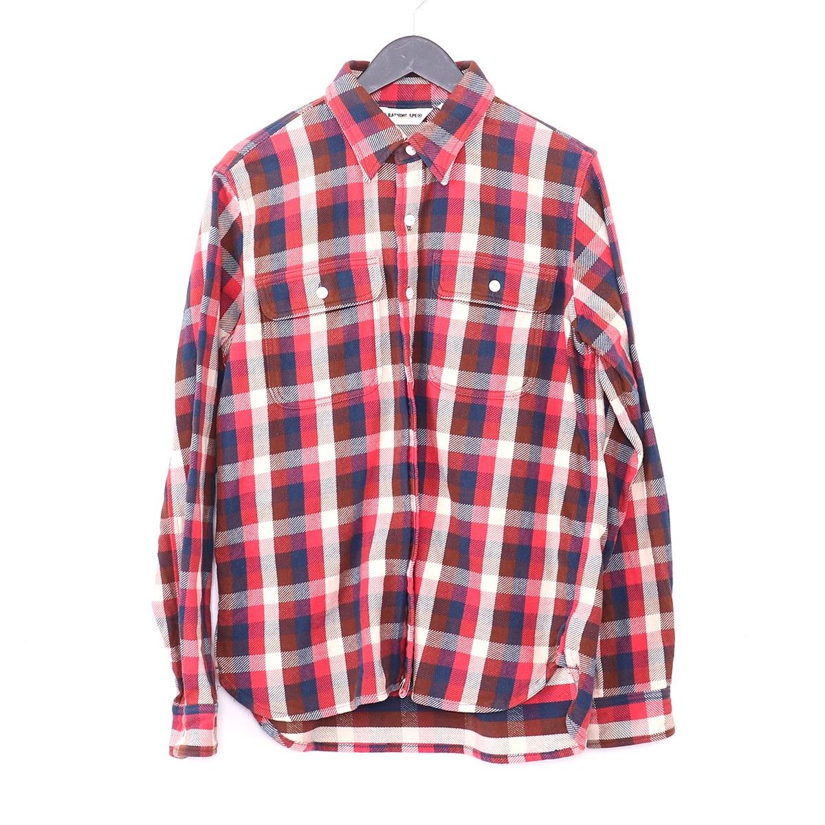 A BATHING APE CHECK SHIRTS チェック 長袖 シャツ マルチ レッド Mサイズ