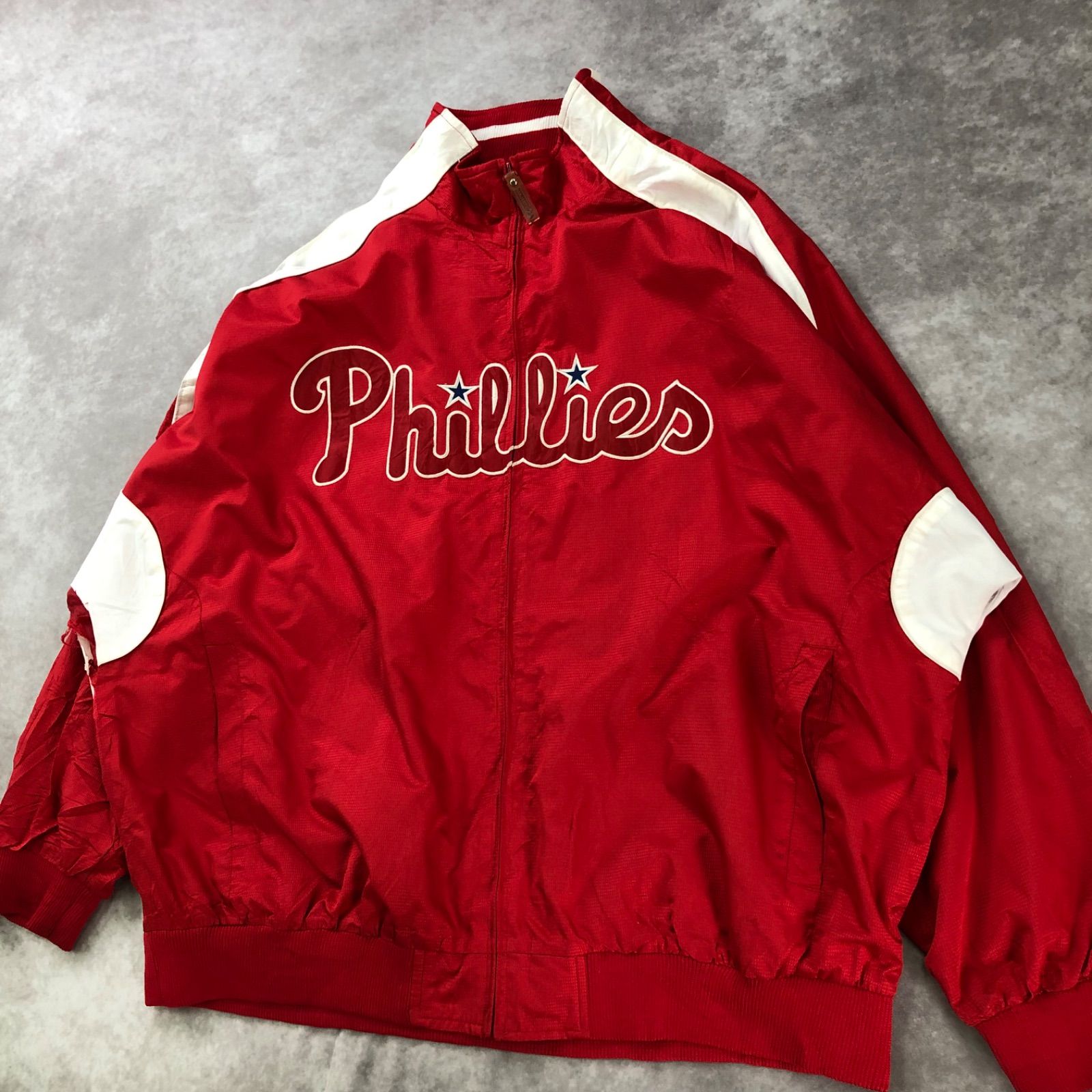 Majestic マジェスティック ベースボールジャケット トラックジャケット スタジャン ブルゾン フィラデルフィア・フィリーズ  Philadelphia Phillies MLB 2009年ワールドシリーズ オリジナルデザイン チームロゴ - メルカリ