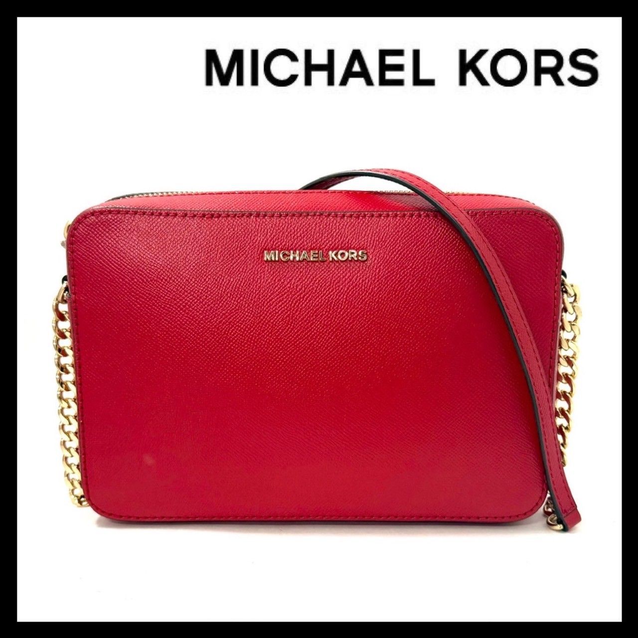 M【MICHAEL KORS】チェーン ショルダーバッグ レザー レッド/赤