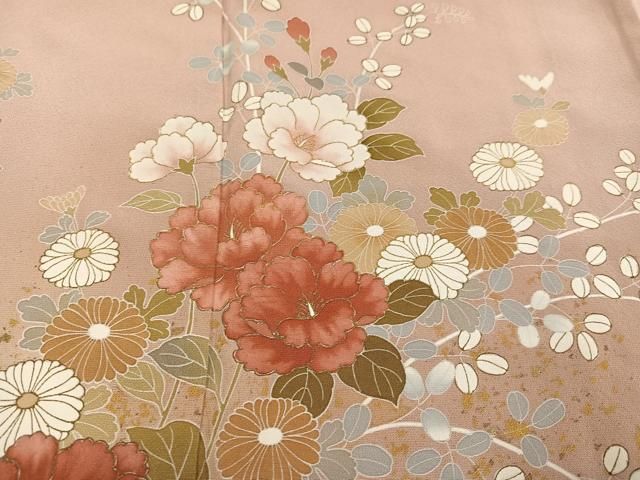 平和屋着物○訪問着 友禅 作家物 枝花文 暈し染め 金彩 正絹 逸品