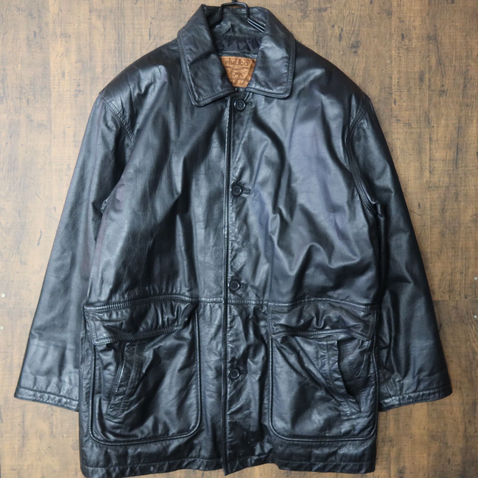 90s～ Vintage US古着☆PIMLICO ピムリコ レザーコート カーコート 