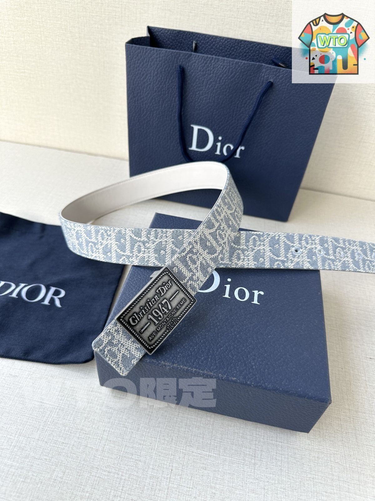 今日特価】Dior 35 Montaigne リバーシブルベルト（3.5cm）-3