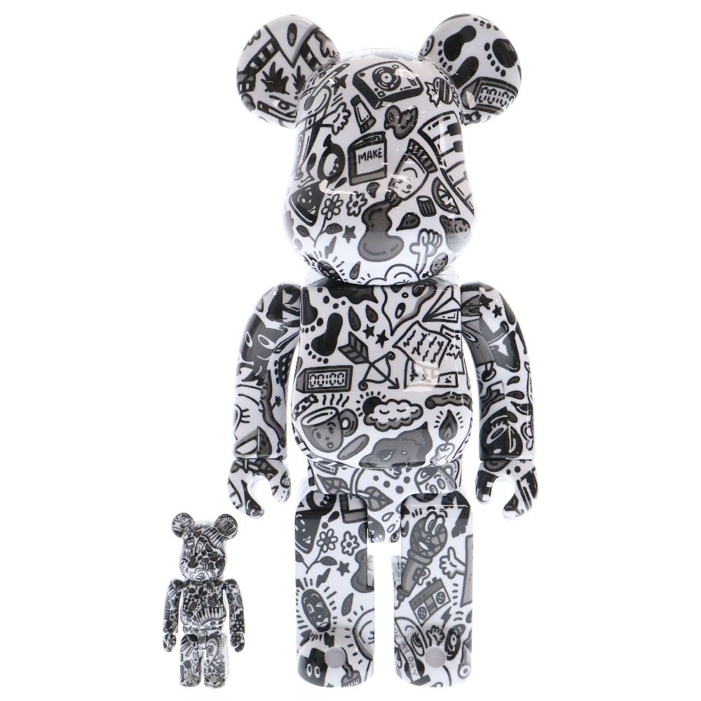 BE @RBRICK (Bearbrick) × Chocomoo 100% & 400% Figure Doll White/Black
