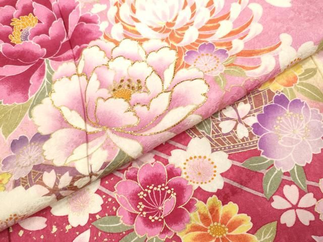 平和屋着物○豪華振袖 舞蝶花籠文 暈し染め 金彩 正絹 逸品 DAAU3958du  