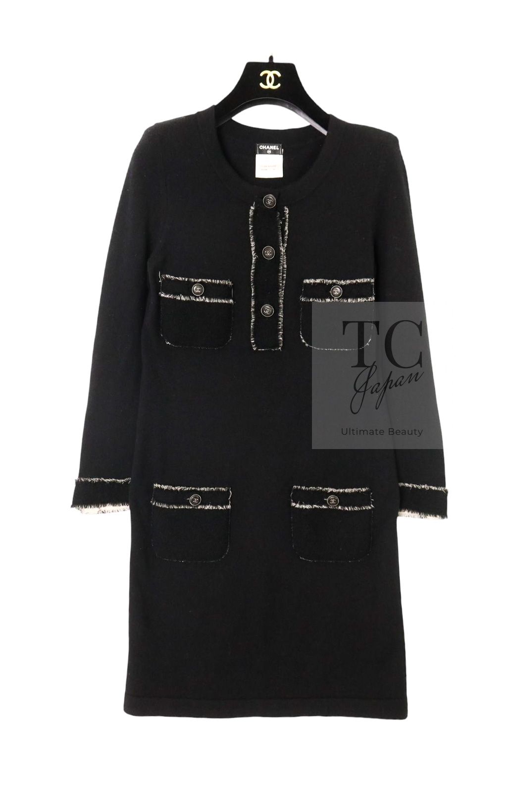 シャネル ワンピース CHANEL 49万 ブラック カシミア 100% ココ