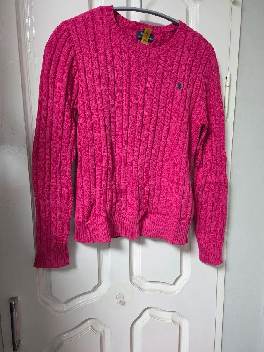 ポロ Ralph Lauren ラルフローレン ピンク ケーブル ニット ガールズ XL