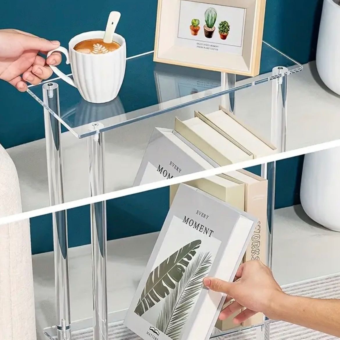 ナイトテーブル サイドテーブル テーブル スリム おしゃれ リモコン スリムタイプ 小さい 北欧 2段細身自立式エンドテーブル クリア エレガント おしゃれ シンプル ミニマリスト ベッドサイド リビングルーム ダイニングルーム 寝室 棚 透明 MARWIL-DEMENAGEMENTS_CH