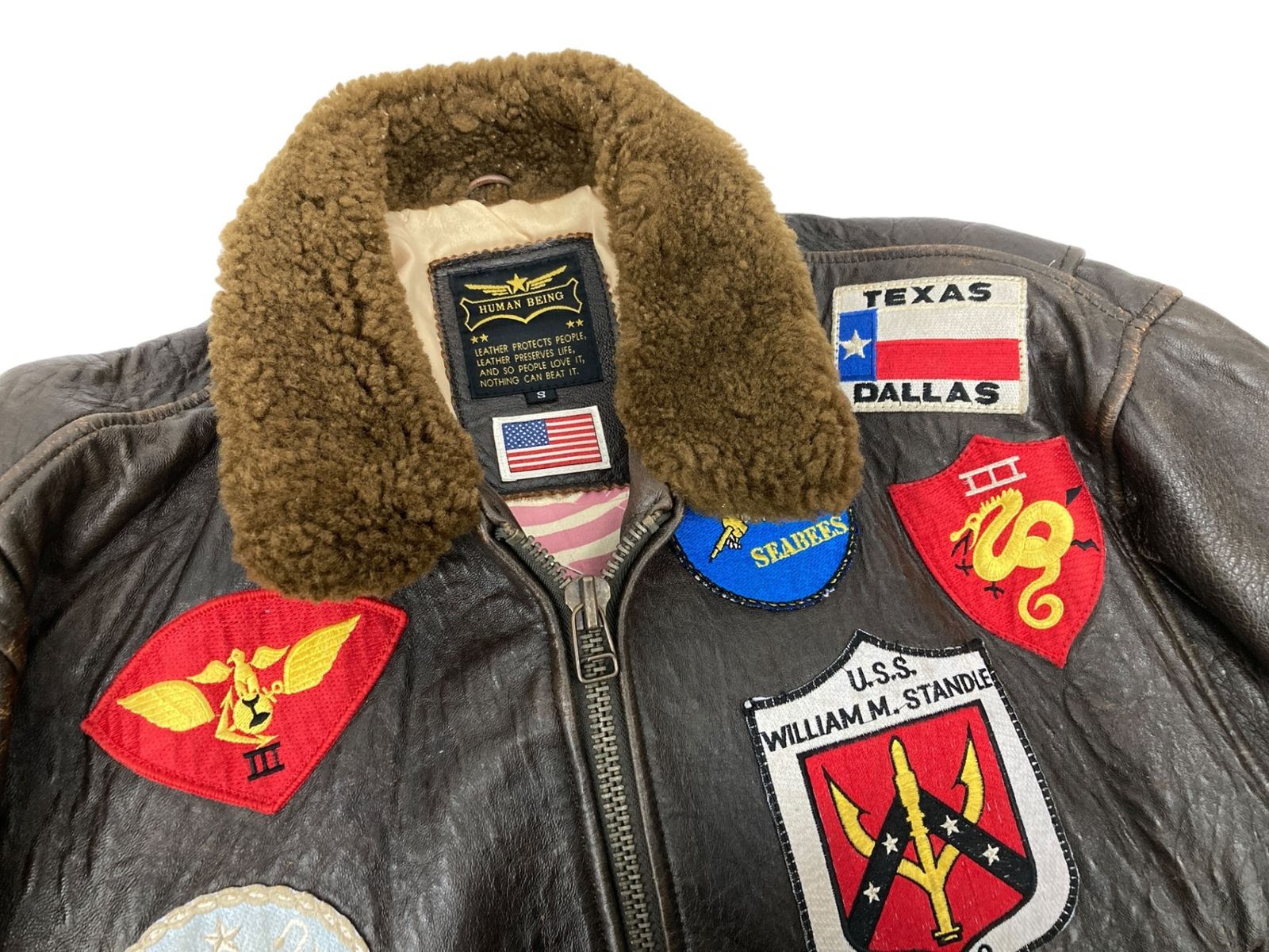 A−2 HUMAN BEINGヒューマン ビーイング ヴィンテージ シブ色 HUMAN BEING (ヒューマンビーイング) 牛革 レザー フライトジャケット