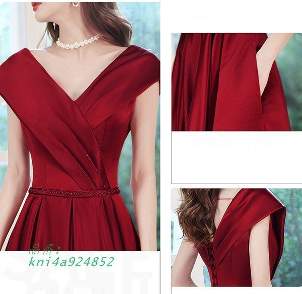 ドレス 大人 ピアノ発表会 オフショルダー ドレス サテン 演奏会 結婚式 フェミニンパーティードレス kni4a924852