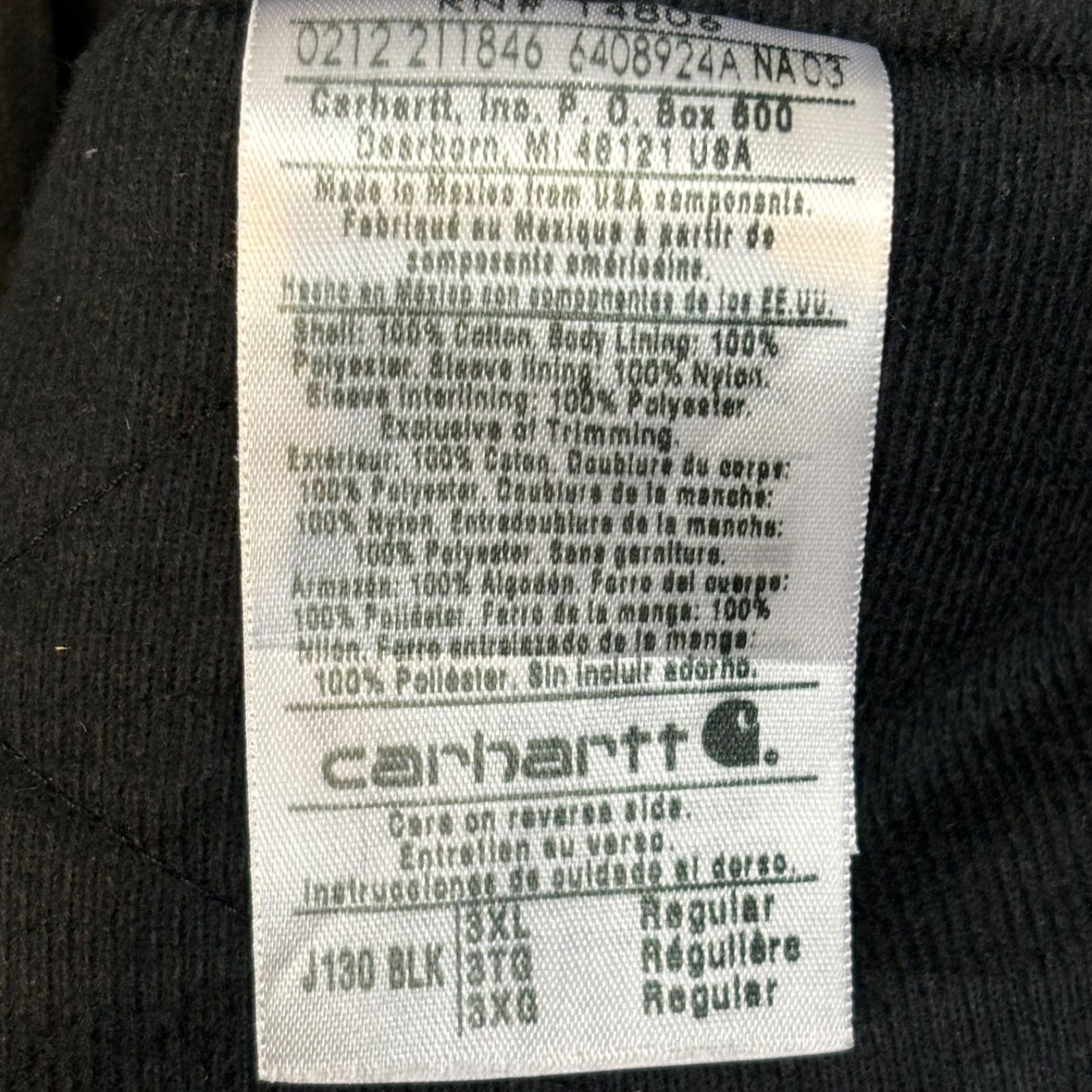 Carhartt カーハートアクティブジャケット キルトフランネル 裏地付き 
