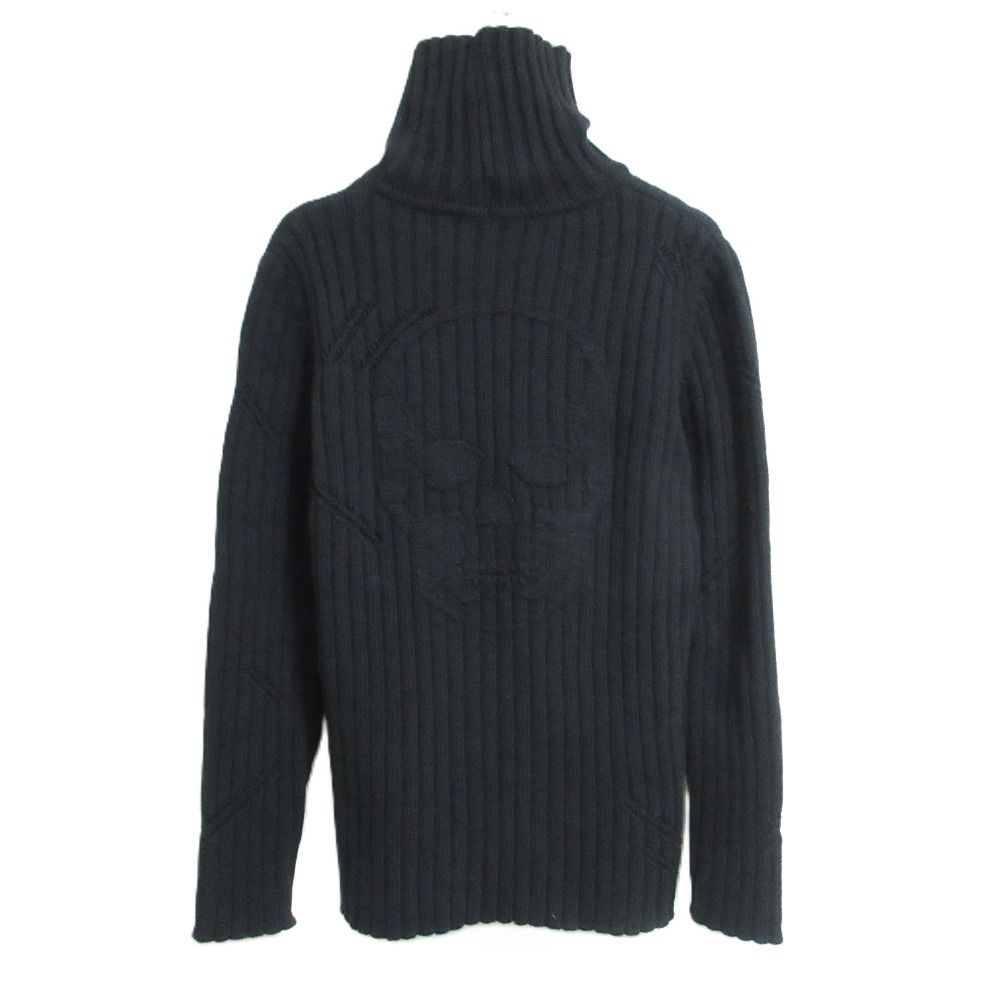 美品 lucien pellat-finet ルシアンぺラフィネ メリノウール カシミヤ スカルデザイン タートルネック ニット セーター S ブラック レディース 古着 中古 美品 lucien pellat-finet ルシアンぺラフィネ メリノウール