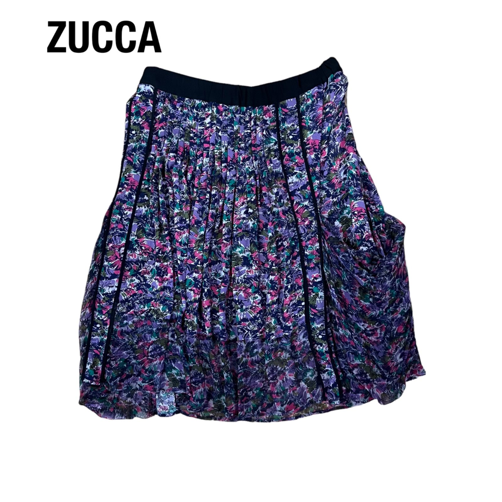 新品未使用タグ付き 90％オフ ズッカ ZUCCA 総柄プリーツスカート  
