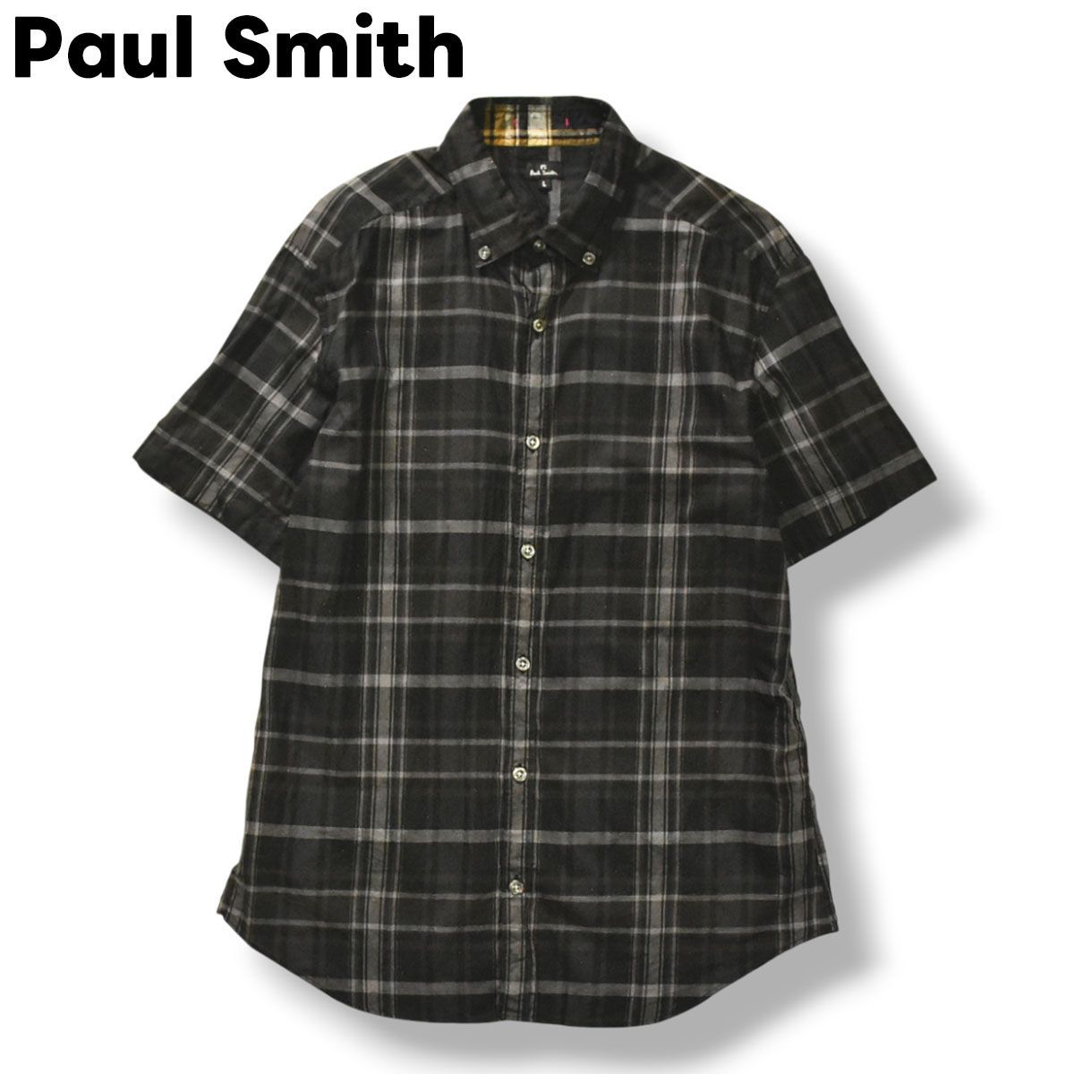 Paul SmithLIVE FASTER プリント半袖　ボタンダウンシャツ 美品】 ポールスミス PS Paul Smith 半袖 S／S ボタンダウン