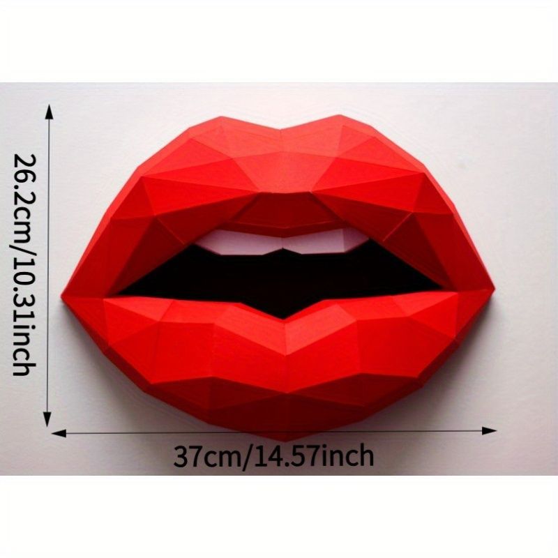 壁掛けアート 幾何学的 折り紙デザイン セクシー 唇の形 3D ペーパー