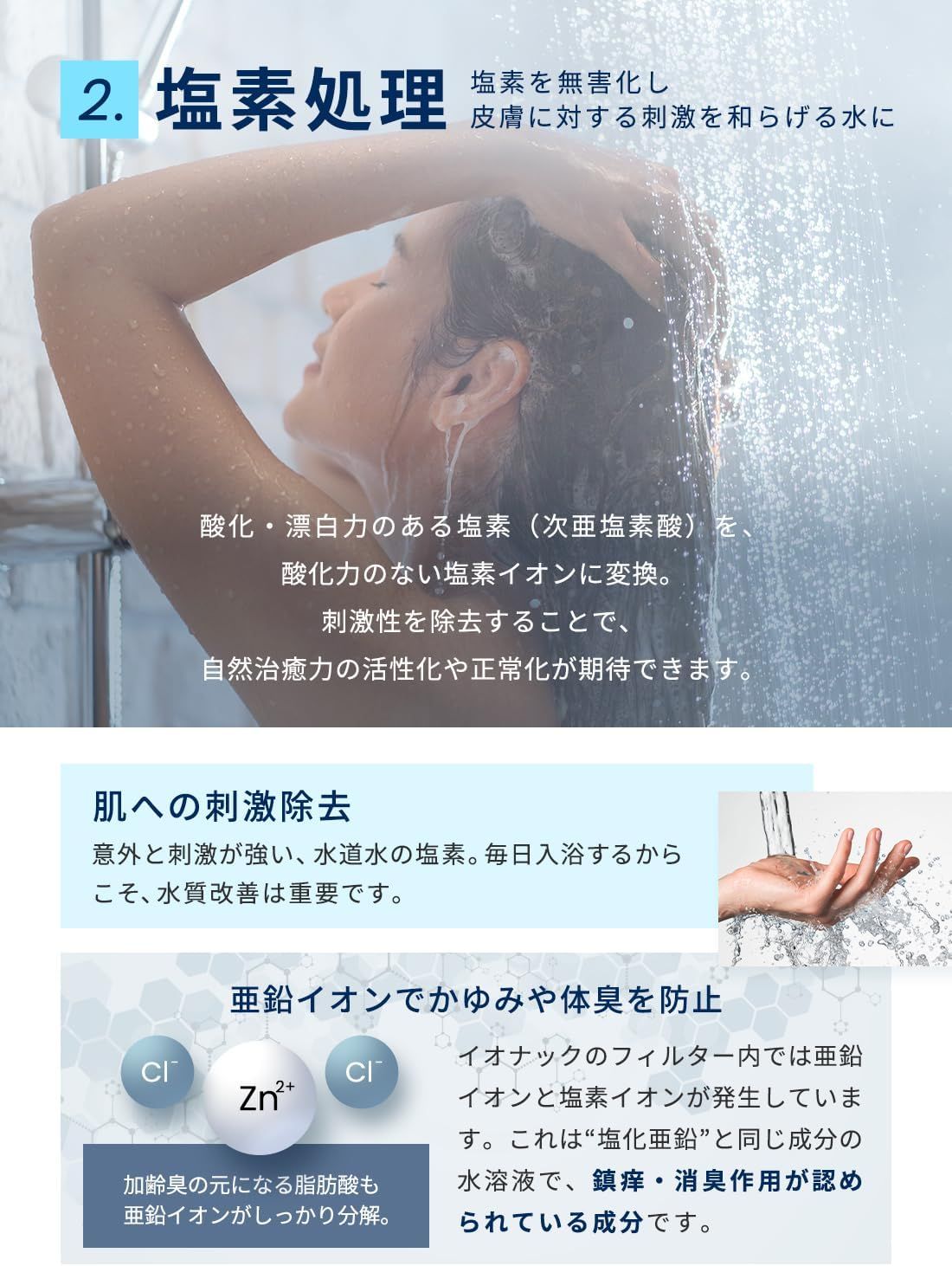 【未使用】イオナック 公式ストア】ionac イオナック シャワーヘッド本体 軟水化 塩素
