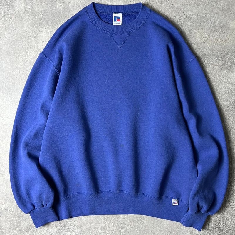 90s Russell ラッセル　スウェット　アメリカ製 90s メキシコ製 RUSSELLラッセル 無地 前V スウェット 紺 XXL