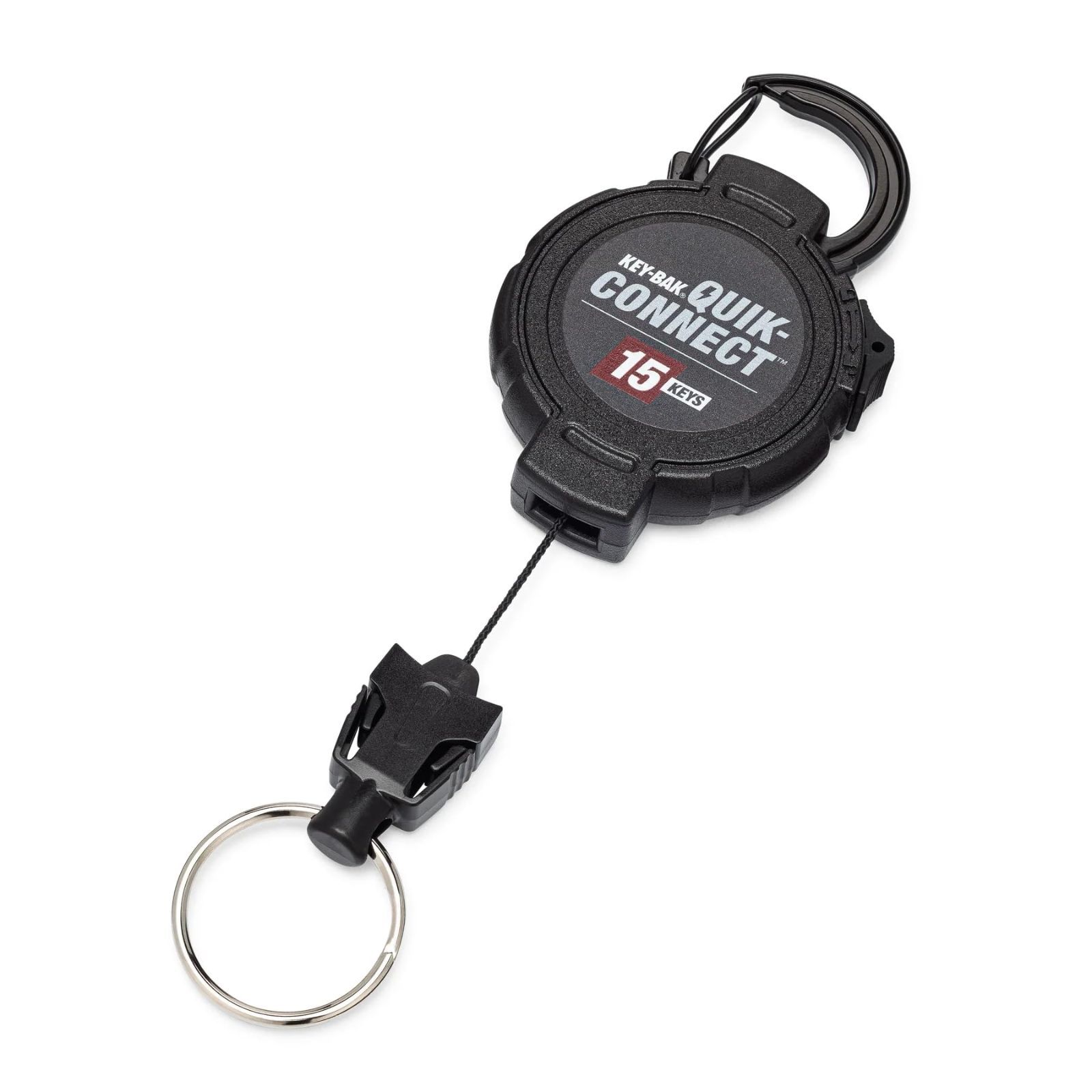 KEY-BAK #0KM2 クイックコネクト カラビナ付キーリール コードストッパー付 100cmケブラーコード