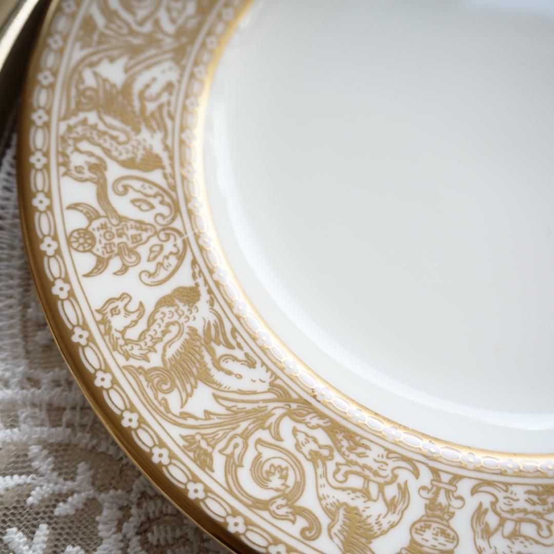 27cm ウェッジウッド ゴールド フロレンティーン ディナープレート 3枚