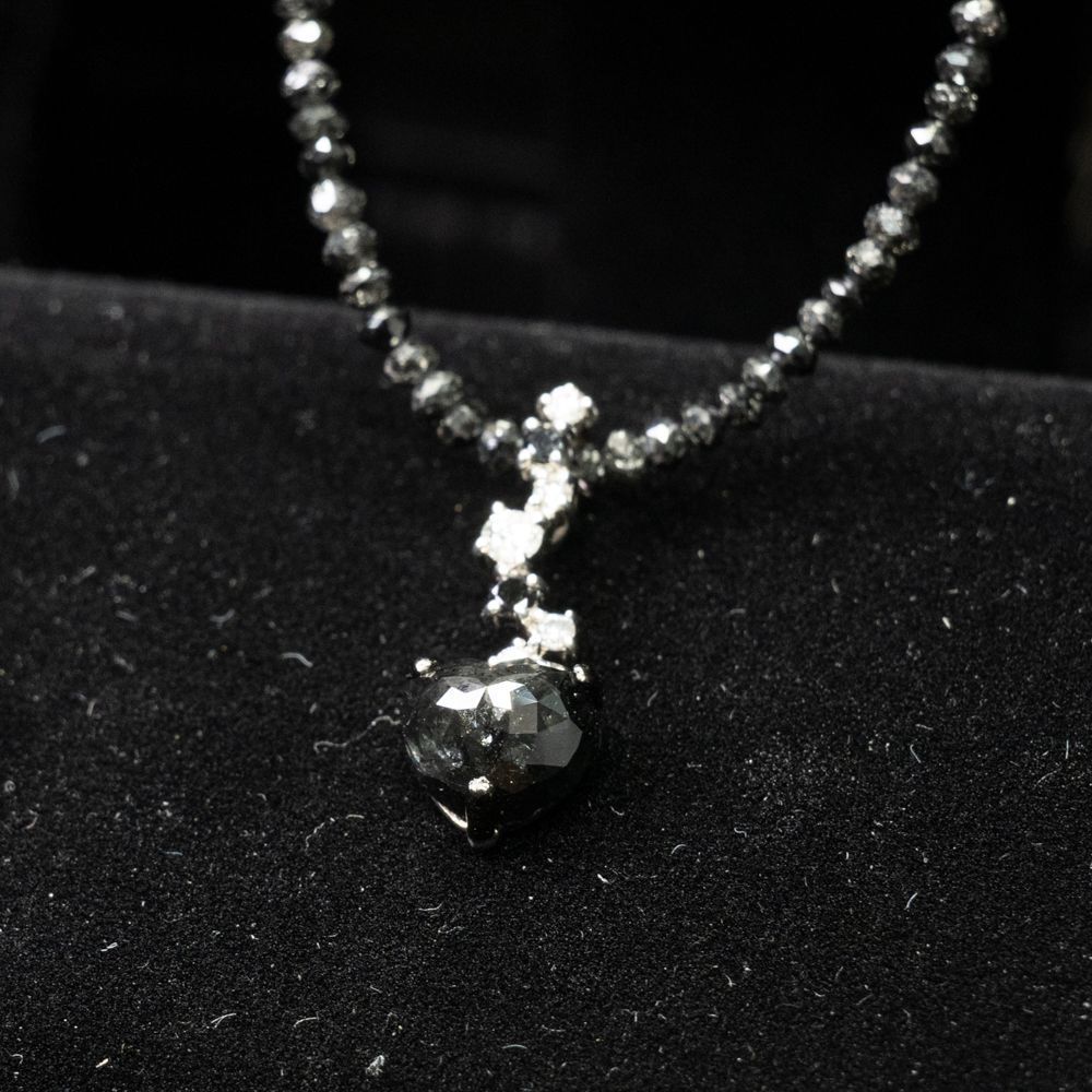 K18WG ブラックダイヤモンド1.92ct＋13.49ct ネックレス 38cm