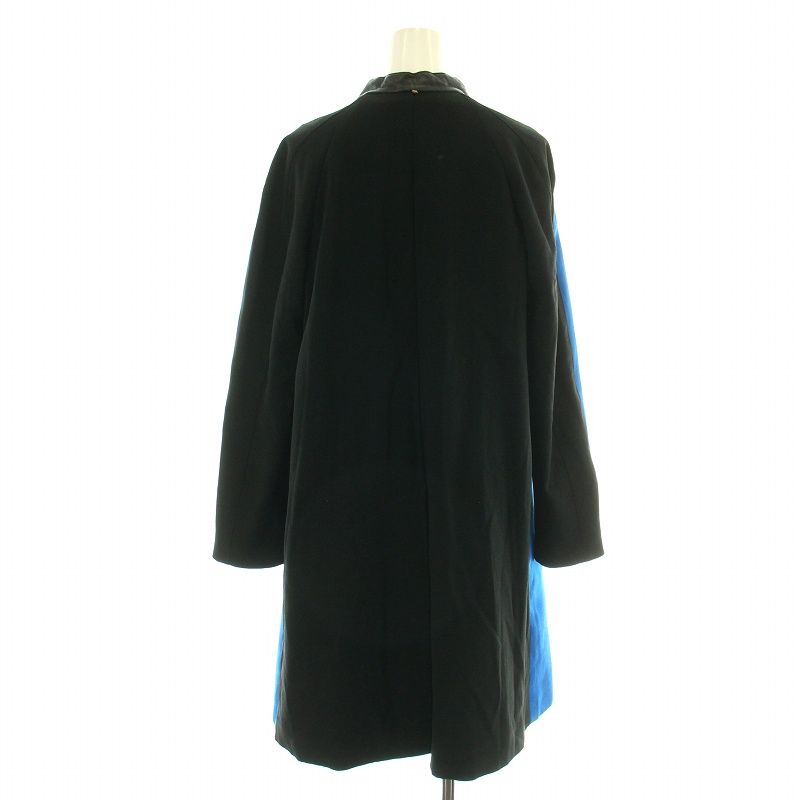 スポーツマックス マックスマーラ SPORT MAX スプリングコート スタンド ロング シングル バイ レザー 38 S 青 ブルー 黒 ブラック NW9