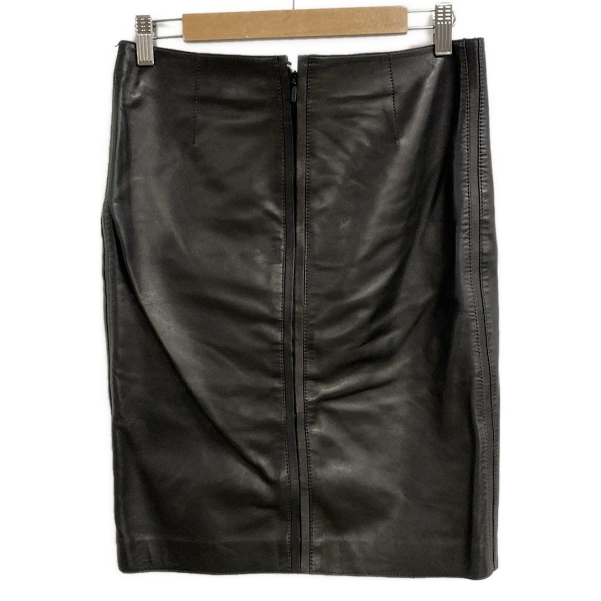 GUCCI グッチ スカート サイズ40 M レディース - 黒 ひざ丈 スリット レザー