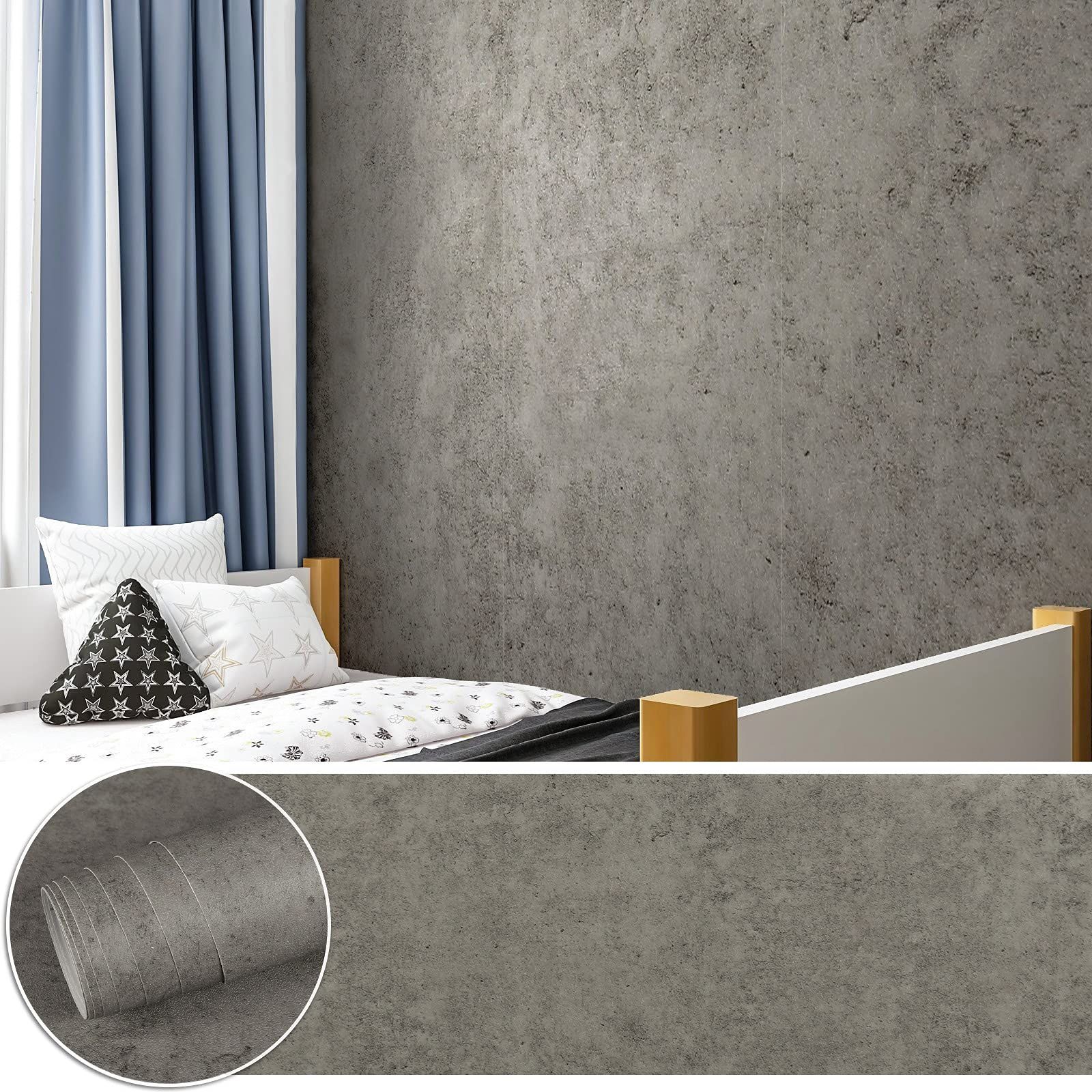 76cm × 6m CHICHOME カッティングシート コンクリート調 壁紙シール ダークグレー 76cm×6m リメイクシート厚み 耐熱 壁紙 はがせる クロス ウォールステッカー インテリア キッチン テープルシール のり付き 模様換え おしゃれ DIY
