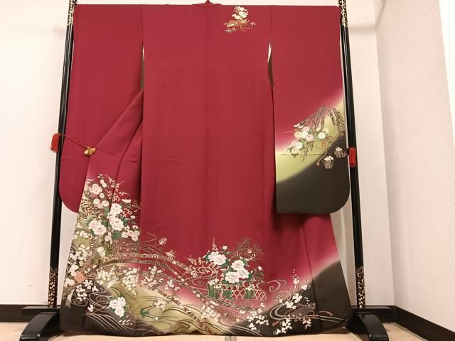 平和屋着物□豪華振袖 草花文 暈し染め 金銀彩 正絹 逸品