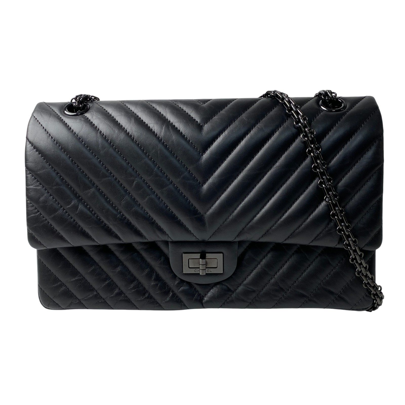 美品 シャネル CHANEL レディース ソーブラック シェブロン 2.55 Wフラップ チェーン ショルダーバッグ 斜めがけ クロスボディ 美品 シャネル CHANEL レディース ソーブラック シェブロン 2.55 W