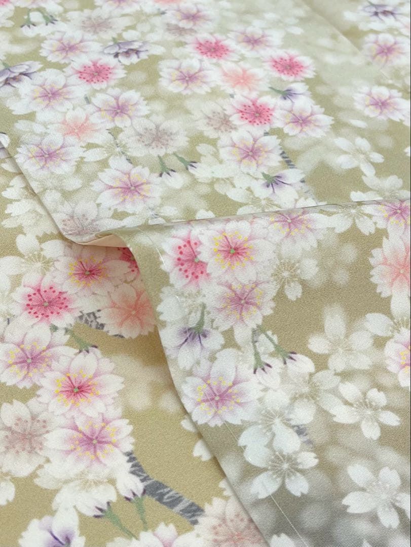 訪問着 総柄 桜尽くし 満開 正絹 躾糸付き