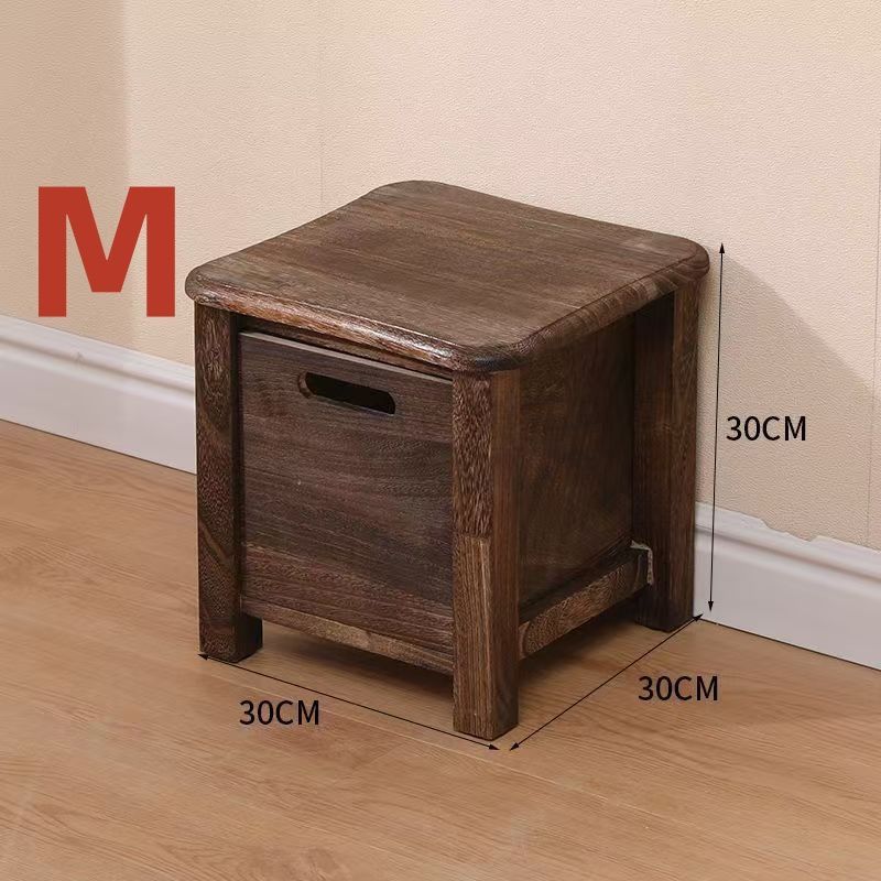 【M】30*30*30cm 木製 フットベンチ ナチュラル 北欧 おしゃれ シンプル チェスト 引き出し付き ヴィンテージ スツール 椅子 収納 机 サイドテーブル コーヒーテーブル