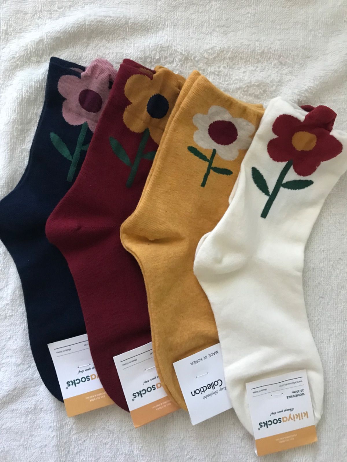 納得できる割引 新品 未使用 靴下 4足セット 韓国 可愛い フラワー ソックス 035 ソックス Art100limites Com Br Art100limites Com Br