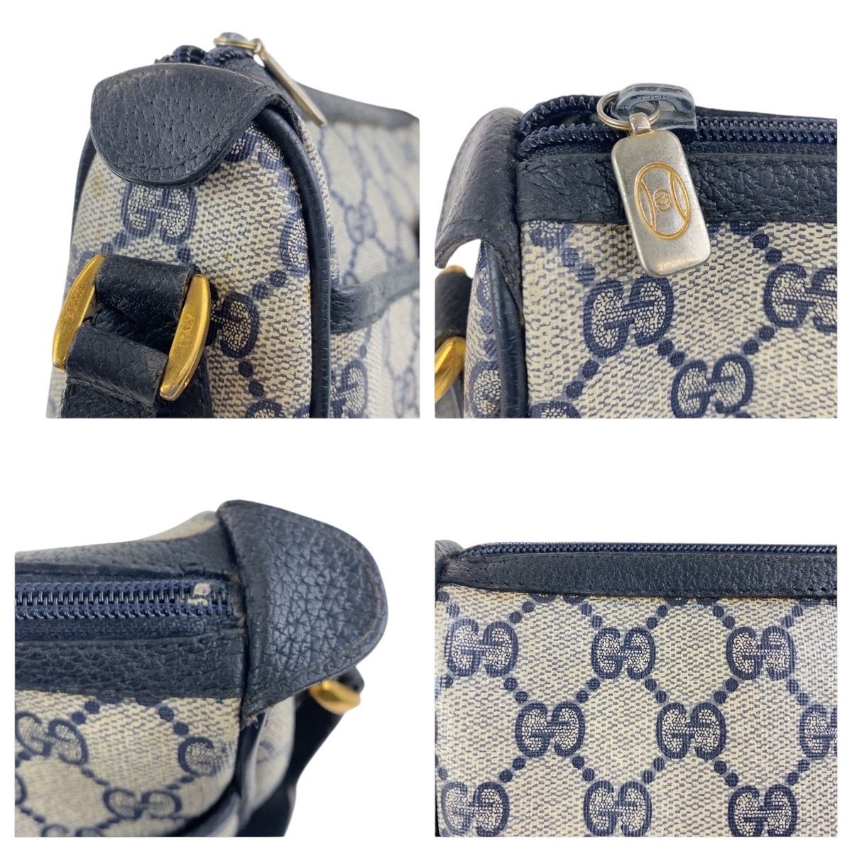 オールドグッチ クラッチバッグ GG スプリーム シェリーライン ネイビー 美品 GUCCI グッチ シェリーライン GGスプリーム クラッチバッグ