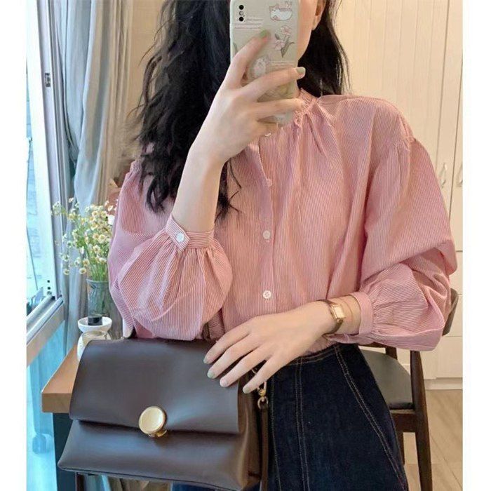 トップス シャツ 袖あり 長袖 萌袖 襟付き 前開き かわいい 大人可愛い きれいめ シンプル カジュアル 大人 上品 おしゃれ かっこいい レトロ 大人女子 こなれ感 298e1c7d4bf50e44ed32b143cd8153