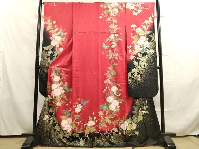 平和屋着物□豪華振袖 舞蝶花文 暈し染め 金銀彩 正絹 逸品